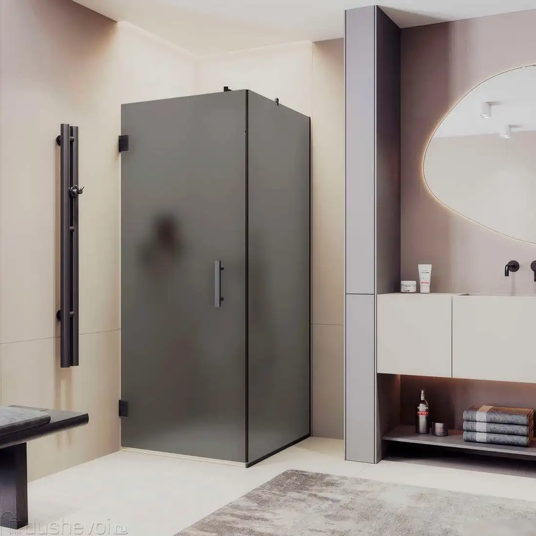 Душевой уголок MaybahGlass MGY-1310-6 (графит матовый стекло/черный) - фото товара