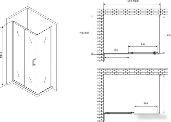 Душевой уголок Abber Schwarzer Diamant AG30130B5-S80B5 - фото товара