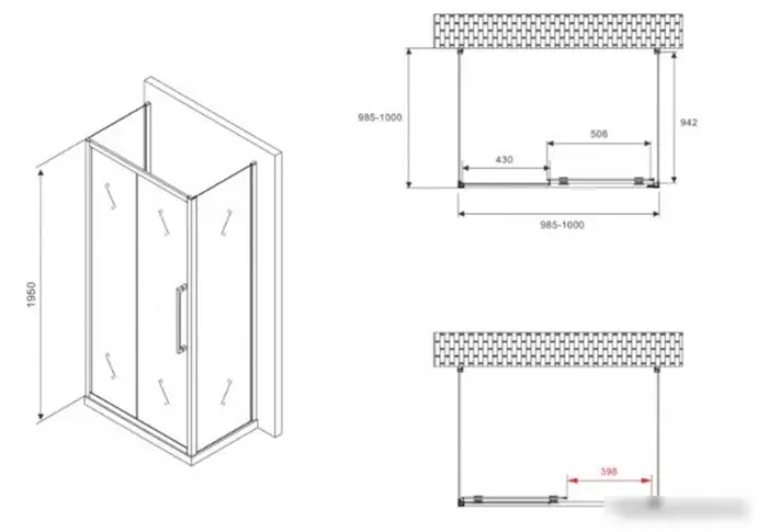 Душевой уголок Abber Schwarzer Diamant AG30100H-S100-S100 - фото товара
