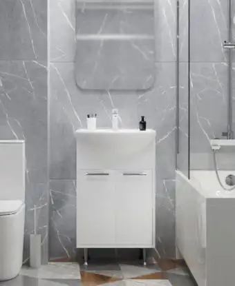 Mixline Тумба с умывальником АлАн-55 554982 + Уют 55 (белый) – изображение в каталоге