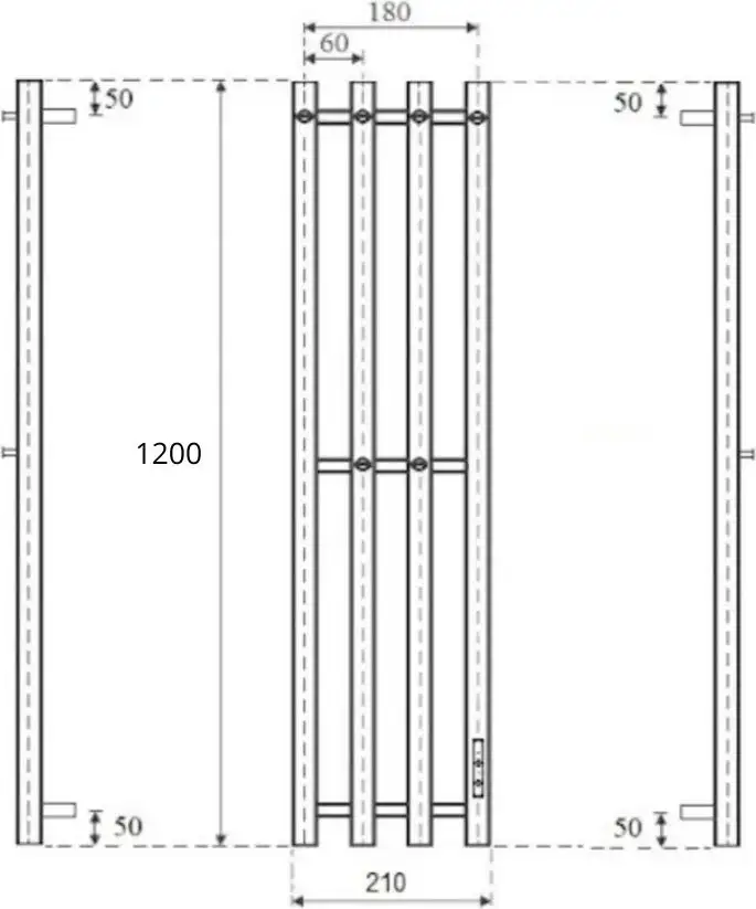 Полотенцесушитель Маргроид Inaro 4 СНШ 120x6x18 скрытого монтажа (таймер справа, крючки 4/2) - фото товара