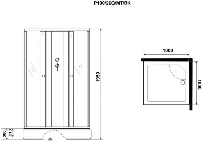 Душевая кабина Niagara Promo P100/26Q/MT/BK 100x100x195 - фото товара