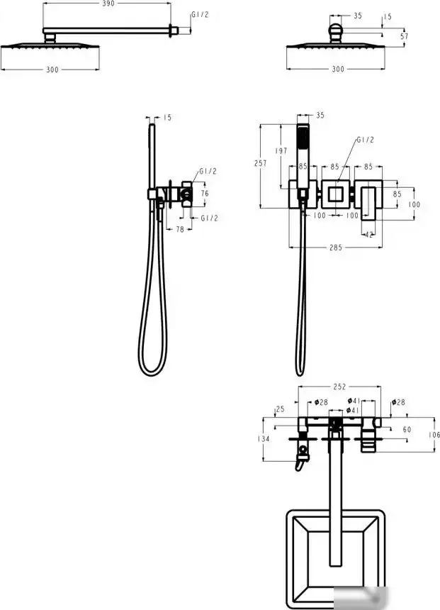 Душевая система Grocenberg GB5080 (никель) - фото товара