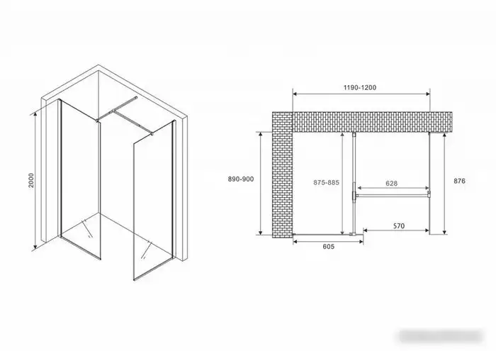 Душевой уголок Abber Immer Offen AG67129B - фото товара