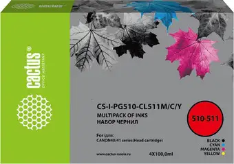 Чернила CACTUS CS-I-PG510-CL511 (4x100 мл) – изображение в каталоге