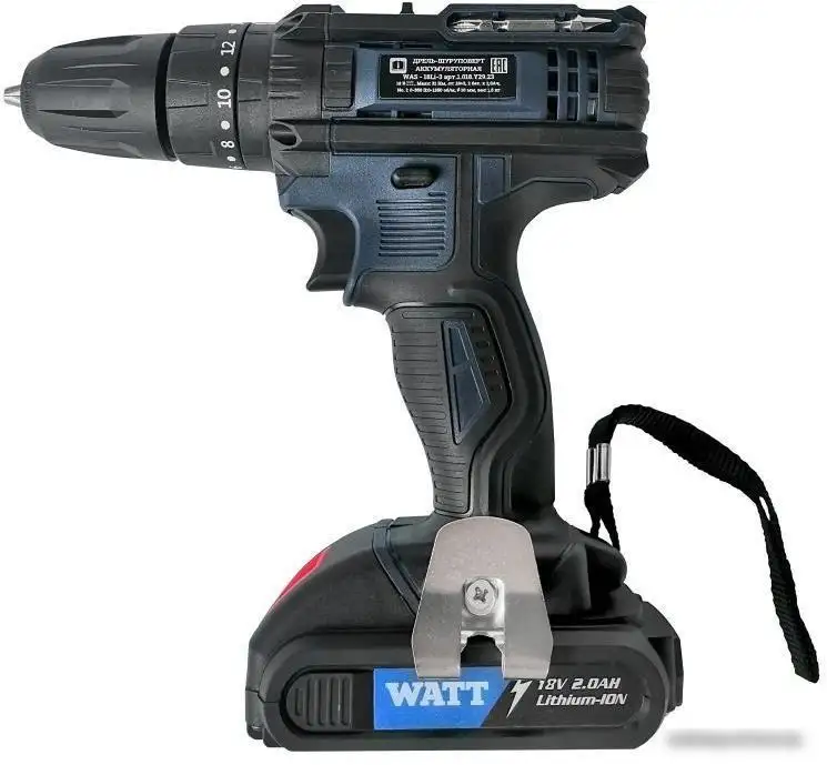 Ударная дрель-шуруповерт WATT WAS-18Li-3 1.018.Y29.23 (с 2-мя АКБ, кейс) – фото товара