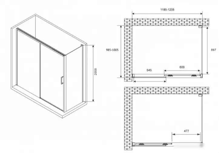 Душевой уголок Abber Komfort AG93120B-S102B - фото товара