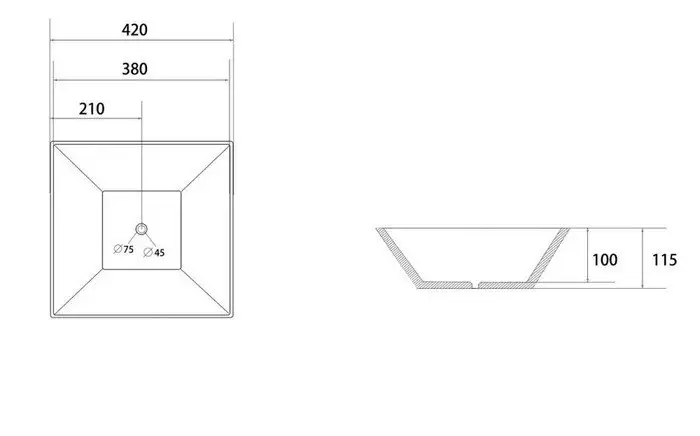 Умывальник Abber Rechteck AC2214MB (черный матовый) - фото товара