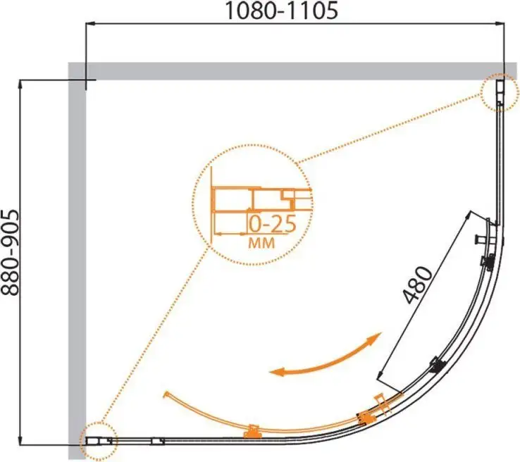 Душевой уголок Cezares MOLVENO-RH-1-110/90-C-GM-IV - фото товара