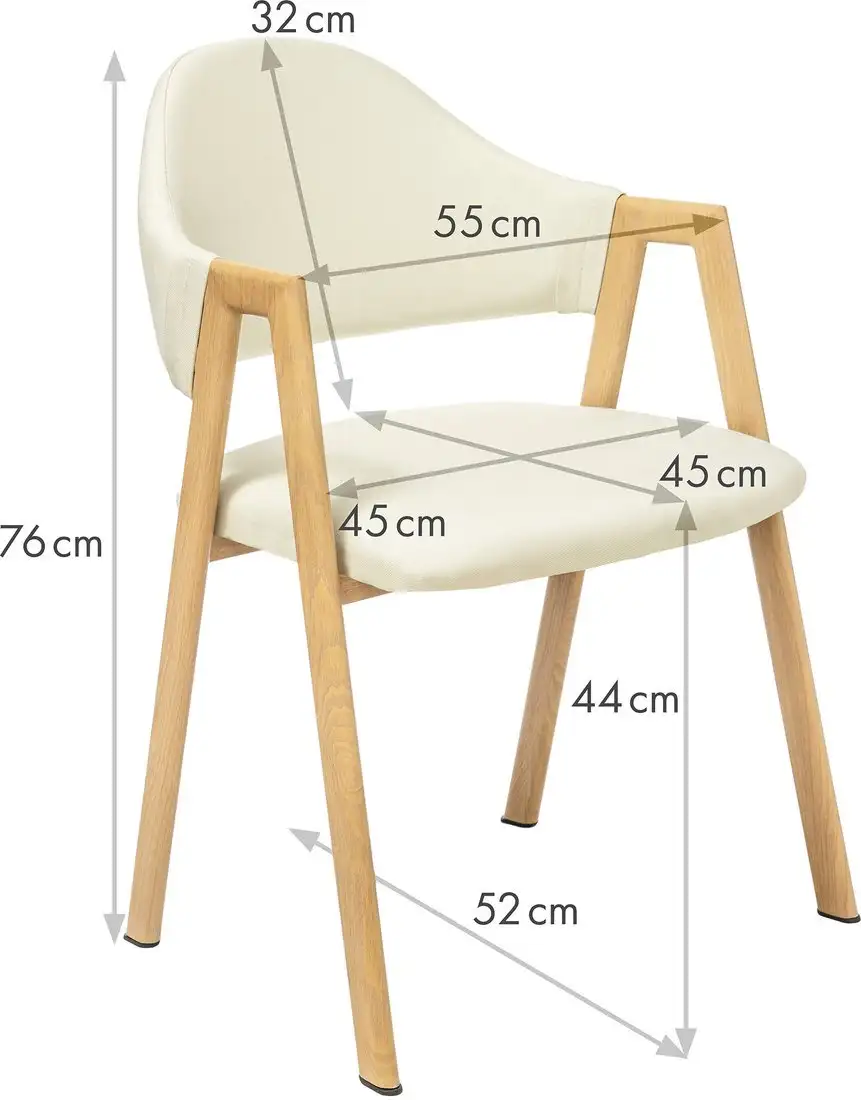 Стул с подлокотниками Mio Tesoro Луна DC-048A (белый/дерево) – фото товара