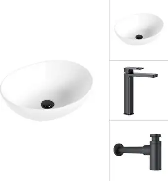 Умывальник Lauter 21652 + Cascade 21СК0655BS с сифоном 21635B (черный матовый) - изображение в каталоге