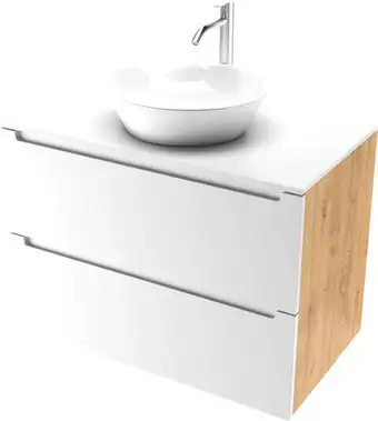 ЗОВ Тумба под умывальник Дион 70 D70LHO0M9003MKV5-KP13W (белый матовый/дуб) – изображение в каталоге