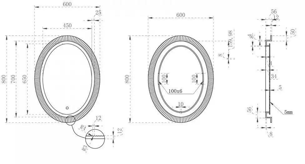Abber Зеркало Stein AS6601 (с подсветкой) – фото товара