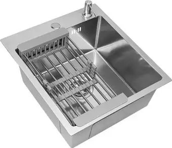 Кухонная мойка Basic CL DS Decor 45x50 (сатин, коландер, дозатор) - изображение в каталоге