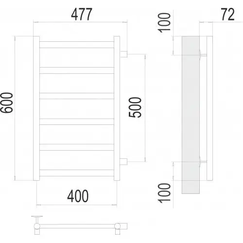 Полотенцесушитель TERMINUS Аврора П6 400x600 (с боковым подключением 500, RAL 9003) - фото товара
