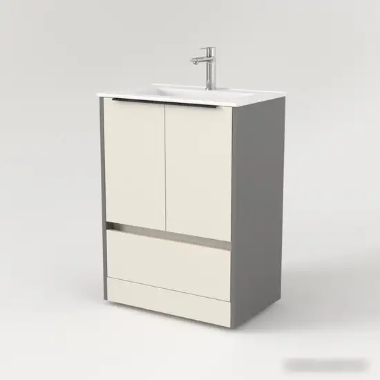 Дабер Тумба под умывальник 017 WeltWasser Deilbach 7517-70 Т17.7W.0.19Ч (бежевый/серый/ручка черная) – фото товара