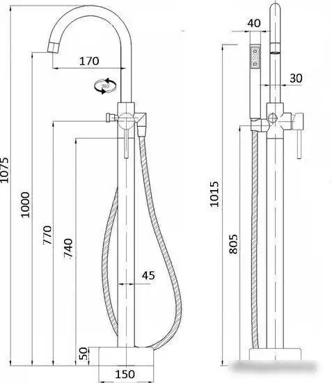 Смеситель Boch Mann Braies Matt Black BM8921 - фото товара