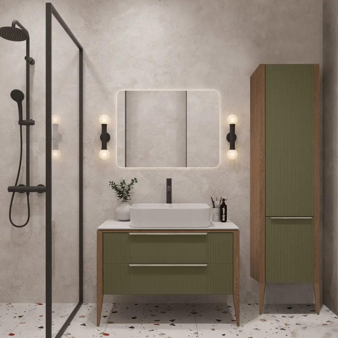 ЗОВ Шкаф-пенал для ванной Валенсия MVPRAL6013 (RAL 6013) – фото товара