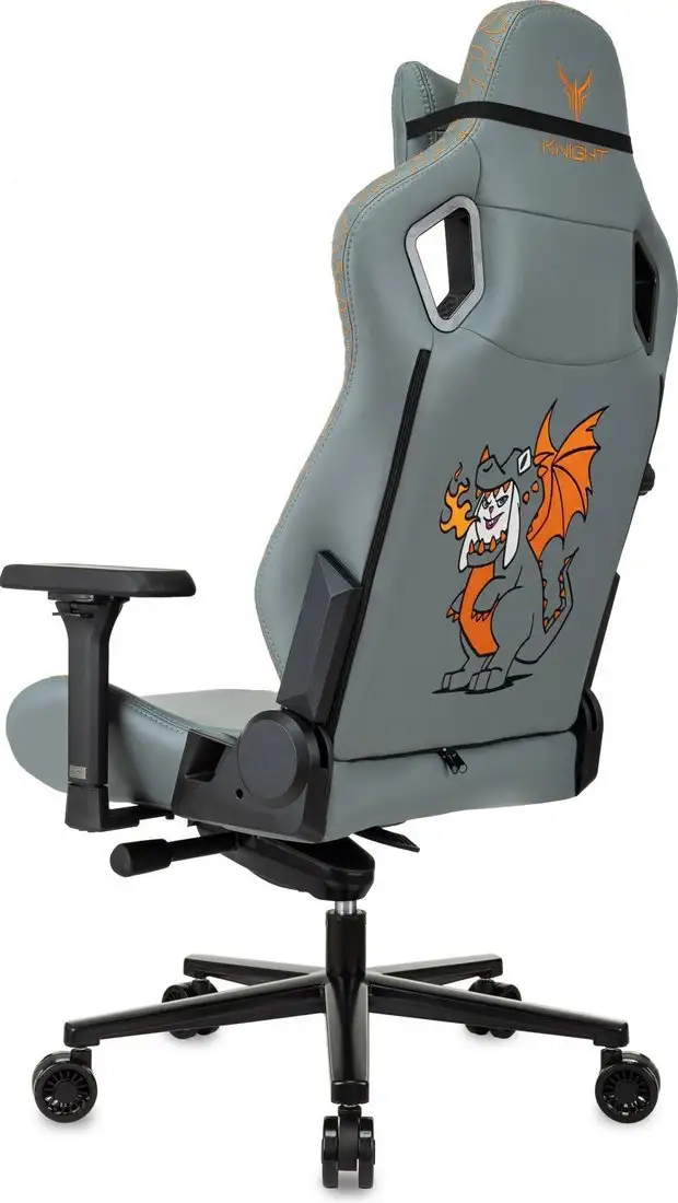 Игровое (геймерское) кресло Knight Craft Dragon (серый экокожа) – фото товара