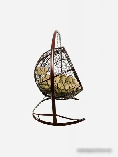 Подвесной диван M-Group Лежебока 11180201 (с коричневым ротангом/бежевая подушка) – фото товара