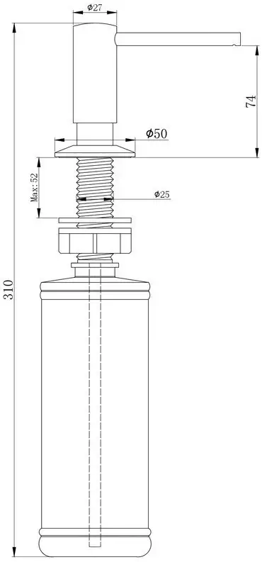 Дозатор для жидкого мыла Paulmark Decus D004-GRM (серый металлик)