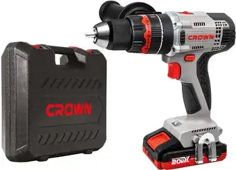 Ударная дрель-шуруповерт Crown CT21075HMX-2 BMC (с 2-мя АКБ, кейс) – изображение в каталоге