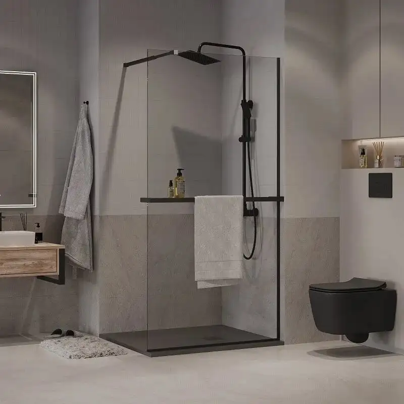 Душевая стенка Niagara NG-670-80ВLACK 80x195 (черный матовый/прозрачное стекло) - фото товара