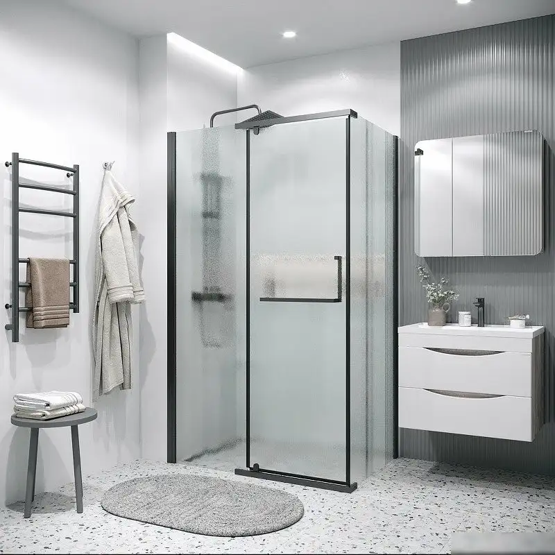 Душевая стенка Grossman Pragma 100х195 200.K33.03.100.21.02 (черный матовый/стекло шиншилла) - фото товара