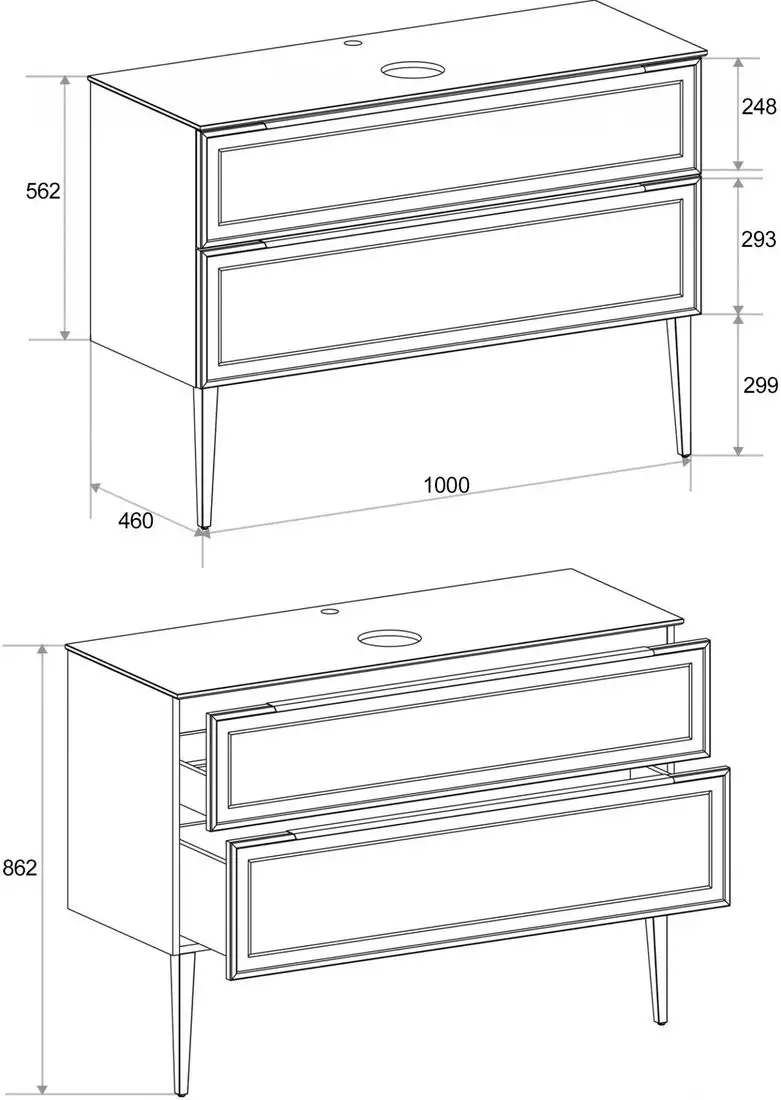 ЗОВ Тумба под умывальник Севилья 100 MS1000RAL5019-KP13W (белый) – фото товара