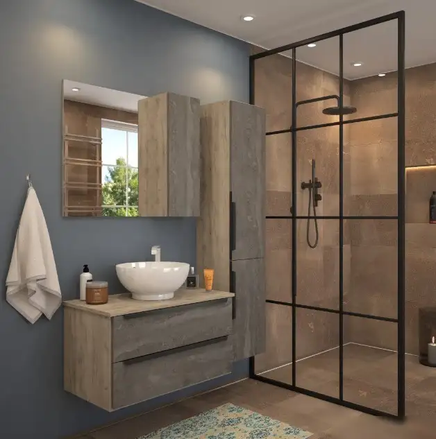 Teymi Шкаф-пенал Helmi T60310 (серый камень/дуб) – фото товара