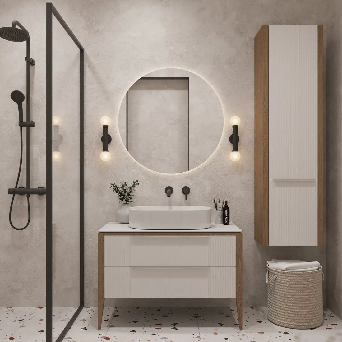 ЗОВ Шкаф-пенал для ванной Валенсия MVPRAL7047 (RAL 7047) – фото товара