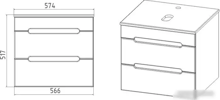 Viant Тумба под умывальник Марсель VMAR57N-T2YP – фото товара