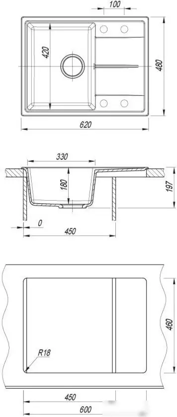 Кухонная мойка Uperwood UPD-202 (уголь) - фото товара