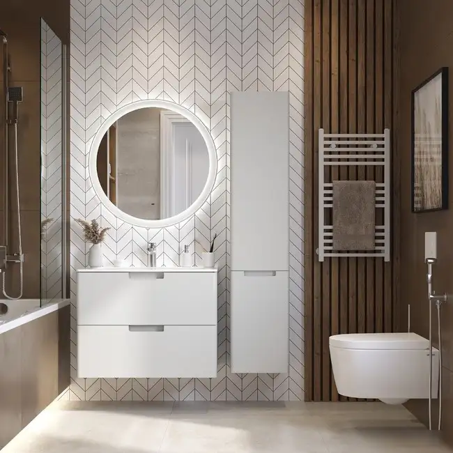 Briz Шкаф-пенал Прато Лайт 35 240 04-06к35-00 02 ЛТ (правый, светло-серый матовый) – фото товара