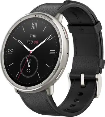 Умные часы Amazfit Active 2 Premium (серебристый, с черным кожаным ремешком) – изображение в каталоге