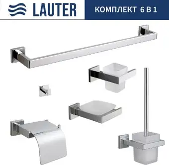 Набор аксессуаров для ванной Lauter 21SH71061+21SH71051+21SH71101+21SH71091+21SH71011+21SH71111 (Chrome, 6 предметов) – изображение в каталоге