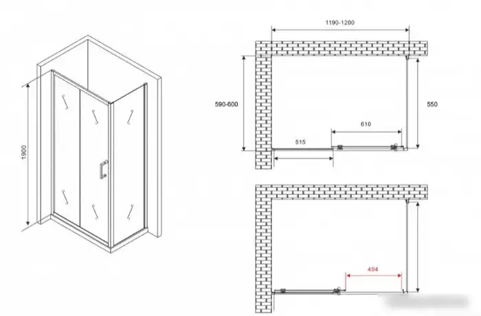 Душевой уголок Abber Schwarzer Diamant AG301205-S605 - фото товара