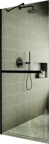 Душевая стенка MaybahGlass 195x69 MGD-720-6у (прозрачное стекло/черный) - изображение в каталоге