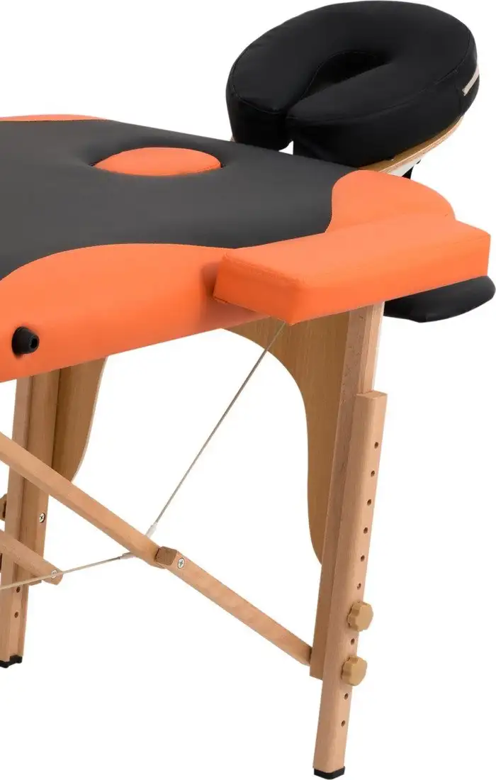 Массажный стол Atlas Sport складной 2-с 60 см деревянный (черно-оранжевый) – фото товара