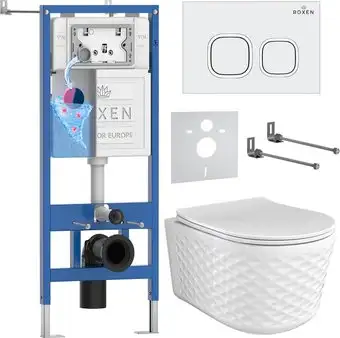 Унитаз подвесной Roxen Vine Tornado в комплекте с инсталляцией StounFix Dual Fresh 6 в 1 979014 (кнопка: белый глянцевый) - изображение в каталоге