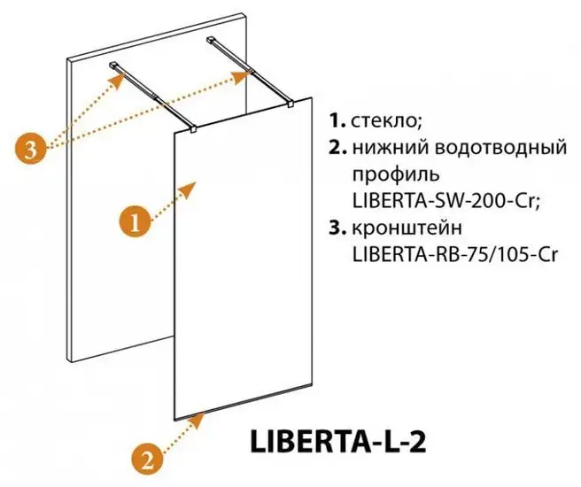 Душевая стенка Cezares LIBERTA-L-2-90-GR-Cr - фото товара