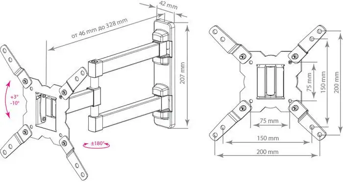 Кронштейн Kromax GALACTIC-12 (черный) – фото товара