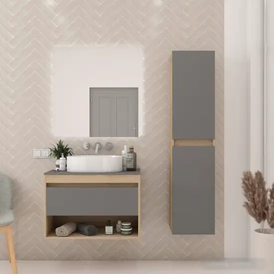 Teymi Тумба под умывальник Ritta 75 T60525 (дуб эврика/графит матовый) – фото товара