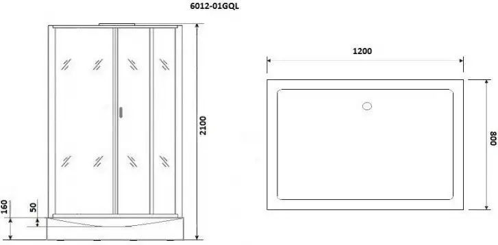Душевая кабина Niagara NG-6012-01GQR 120x80x210 (прозрачное стекло) - фото товара