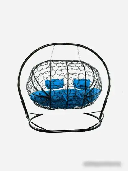 Подвесной диван M-Group Лежебока 11180410 (с черным ротангом/синяя подушка) – фото товара