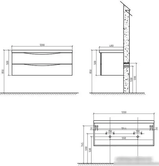 BelBagno Тумба под умывальник Etna-1200-2C-SO-BL-P (bianco lucido) – фото товара