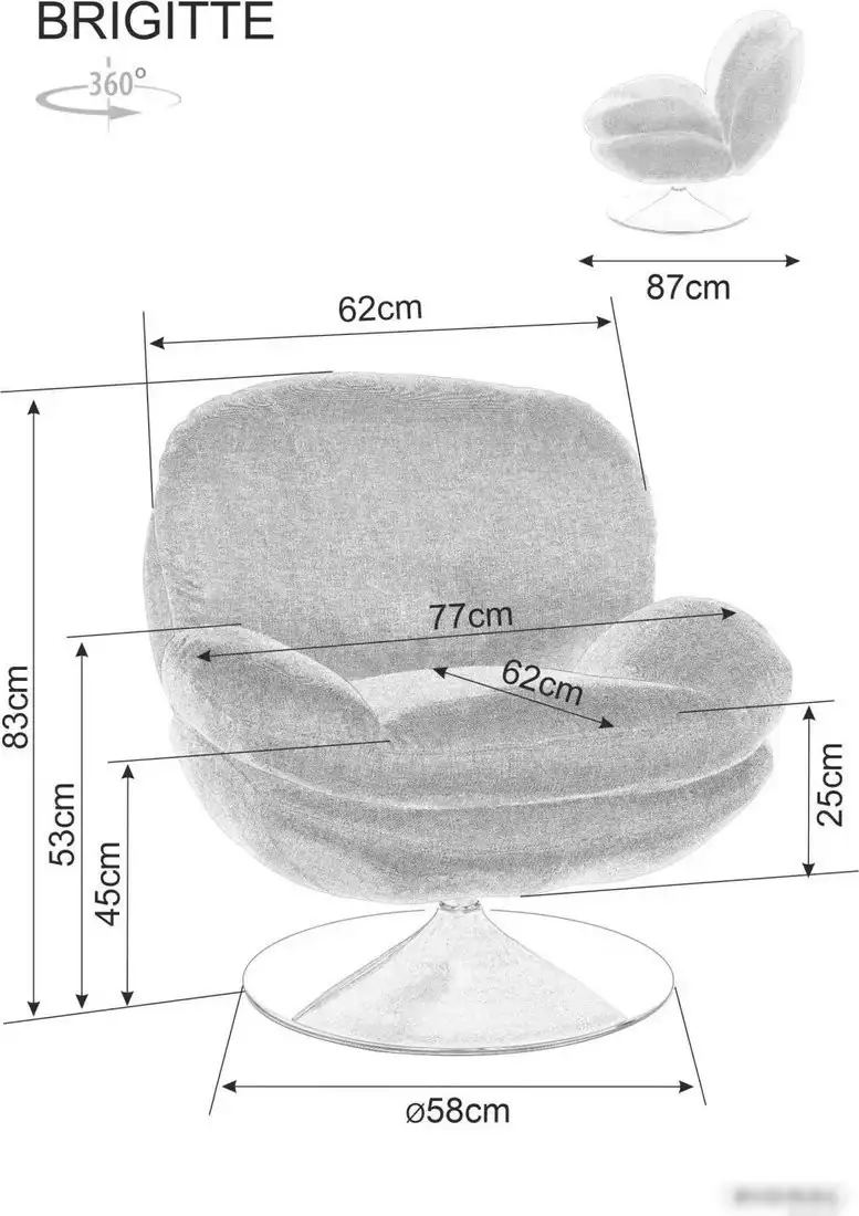 Интерьерное кресло Signal Brigitte Brego 07 (темно-серый/хром) – фото товара