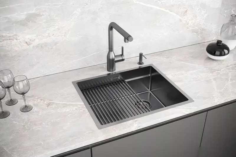Кухонная мойка Paulmark Next-Pro 54 Uni PM705445-GM (черный/вороненая сталь) - фото товара