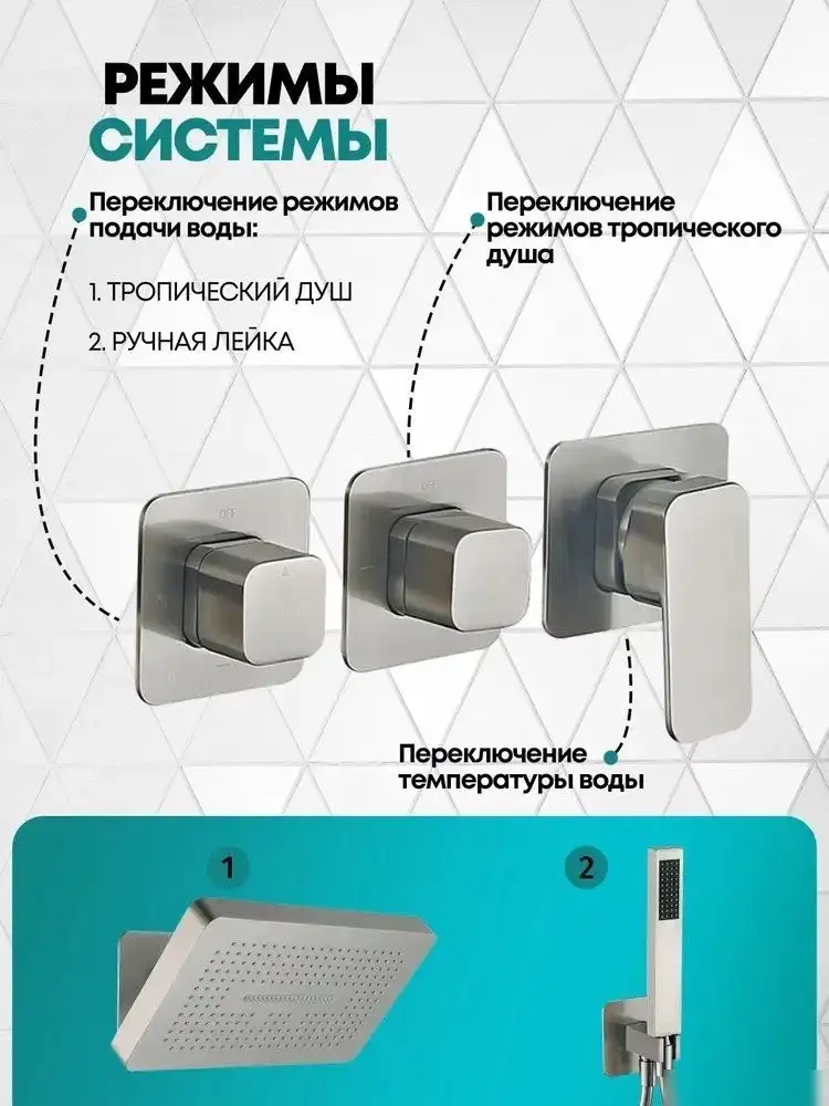 Душевая система Grocenberg GB5030 (никель) - фото товара