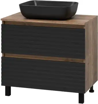 Brevita Тумба под умывальник Dakota 80 DAK-07080-19/02-2Я (черный/темное дерево) – изображение в каталоге